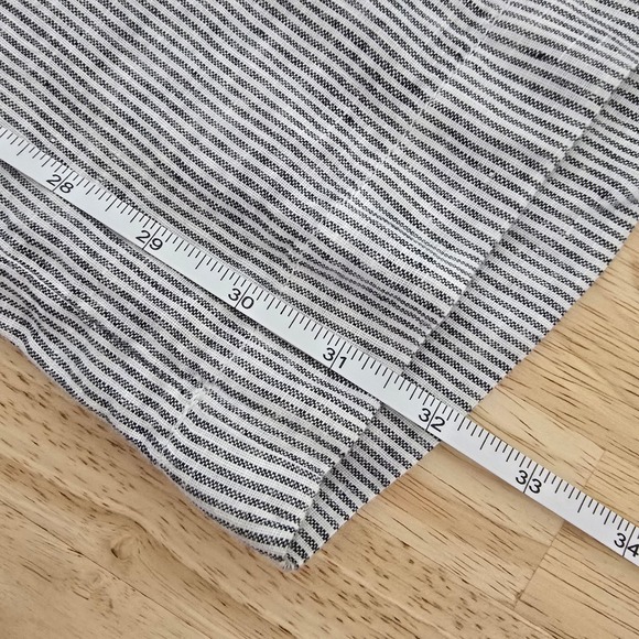 Athleta Linen Striped Wide Leg Pants Womens Size 14 Gray White Drawstring Casual - Picture 8 of 12